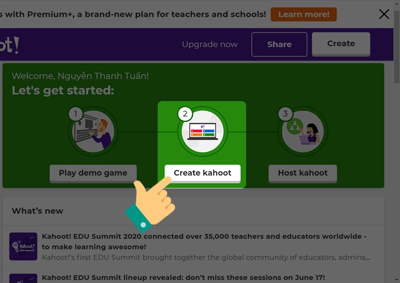 Tạo bài kiểm tra trong Kahoot